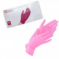 Перчатки винило/нитриловые неопудренные, розовые , размер М, 50 пар