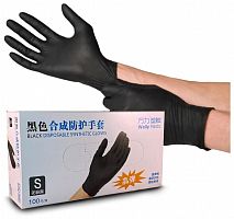 Перчатки винило/нитриловые неопудренные, черные, размер S, 50 пар
