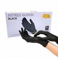 Перчатки нитриловые неопудренные черные M 50 пар