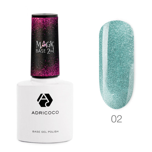 Светоотражающая цветная база ADRICOCO Magic Base 2 in 1 №02 - волшебный зеленый (8 мл)