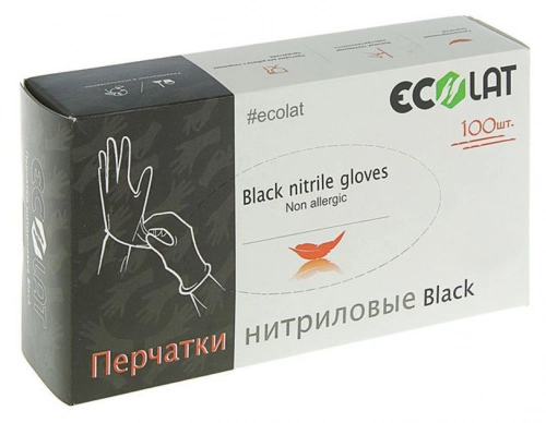 Перчатки нитриловые Ecolat черные 100 шт